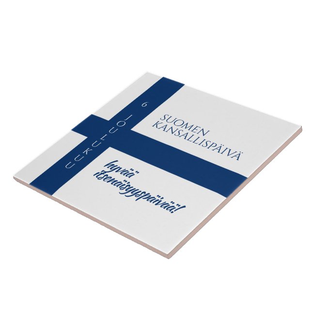 Suomen Kansallispäivä Finnish National Day Flag Tile (Side)