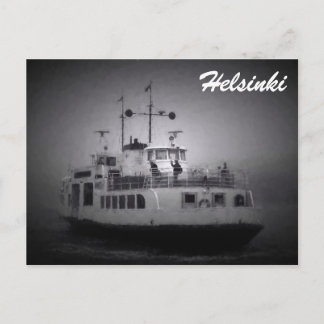 Suomenlinna (Helsinki) ferry in fog postcard