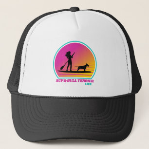 SUP and Bull Terrier Retro Summer 80s Trucker Hat