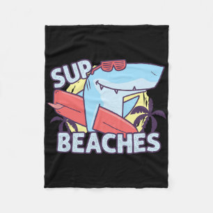 Sup Beaches Retro Surfing Shark Sea Animals Summer Fleece Blanket