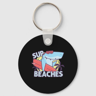 Sup Beaches Retro Surfing Shark Sea Animals Summer Keychain