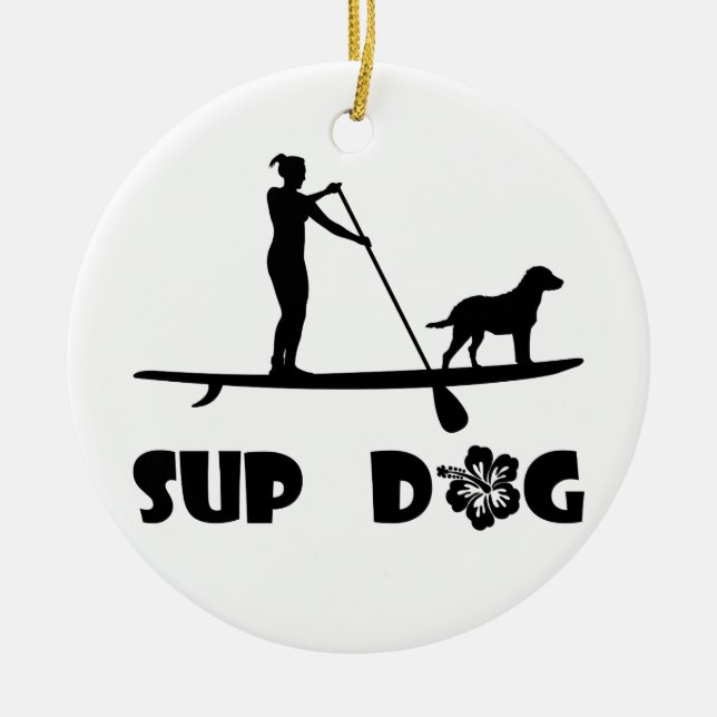 SUP Dog Standing Ceramic Ornament (Front)