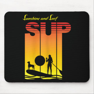Sup Girl Dog Stand Up Paddle Board Paddling Sunset Mouse Pad