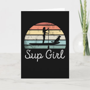 Sup Girl Paddleboarding Dog Canine Gift Card