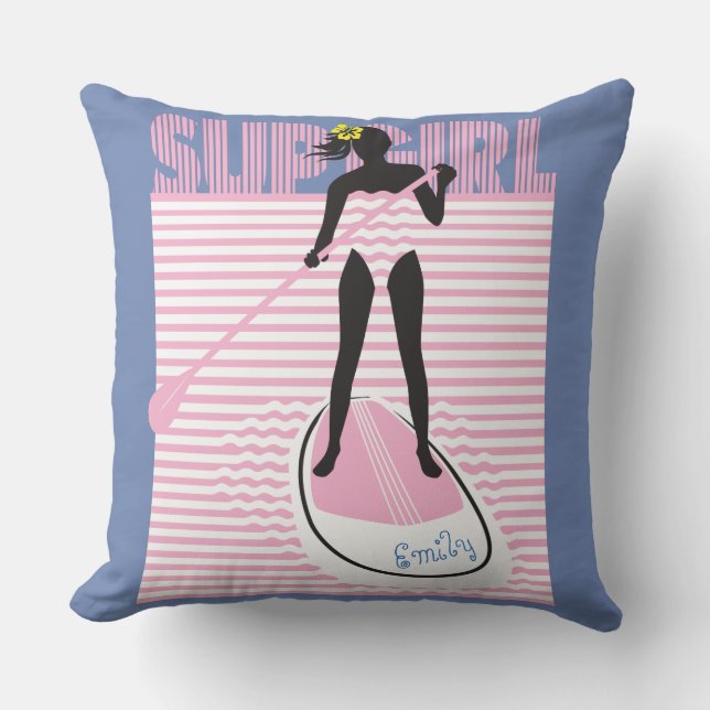 SUP Girl Throw Pillow (Front)