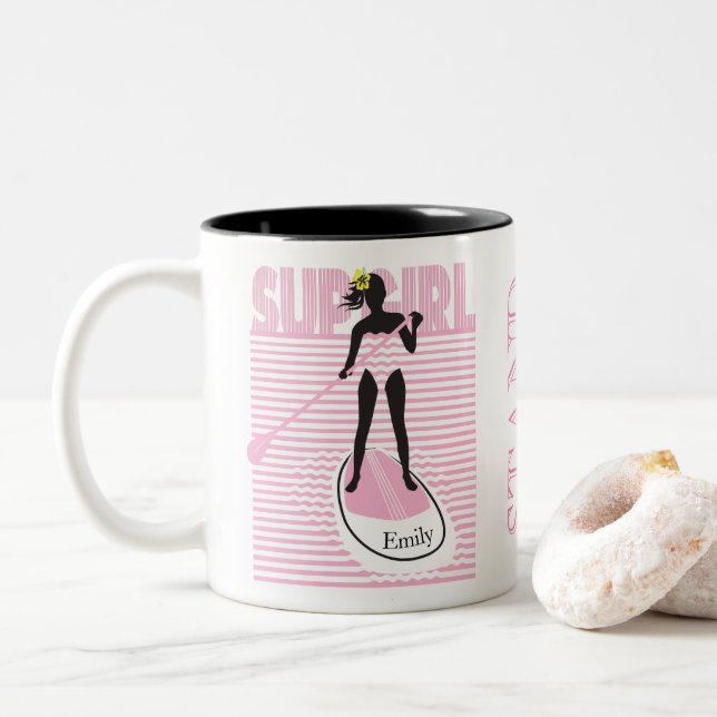 SUP Girl Two-Tone Coffee Mug (With Donut)