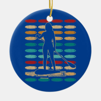 SUP Girl Water Sport Stand Up Paddle Board Ceramic Ornament