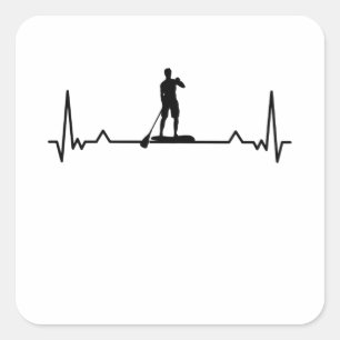 SUP Heartbeat Paddle Boarding Gift Square Sticker