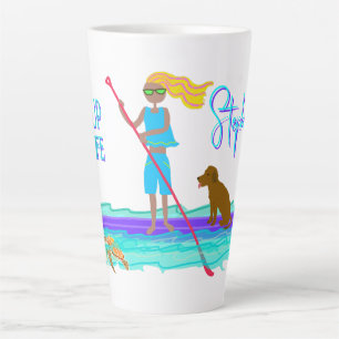 SUP Life Illustrated Girl n Dog Latte Mug