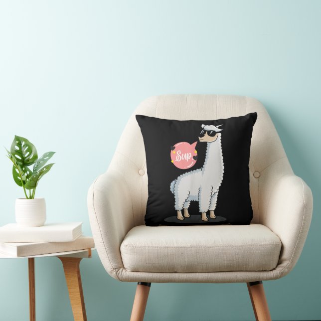Sup No Drama Llama Animal Lover Awesome Funny Cute Throw Pillow (Chair)