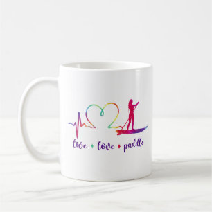 SUP Paddleboard Live Love Paddle Girl Heartbeat Coffee Mug