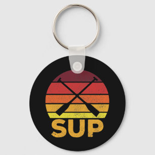 SUP Retro Stand Up Paddling Sunset  Keychain