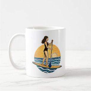 SUP Sunset Paddleboard Blue Coastal Life Graphic Coffee Mug