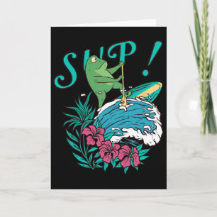 Sup Surfing Stand Up Paddle Paddling Frog Surfing  Card