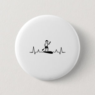 Sup Surfing Stand-up Paddle Surf Heartbeat Supboar 2 Inch Round Button