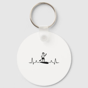 Sup Surfing Stand-up Paddle Surf Heartbeat Supboar Keychain