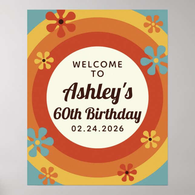 Super 60s Anniversaire Affiche de bienvenue de fêt (Devant)