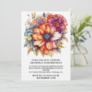 Super Abstract Flower Collage Birthday Party Invitation