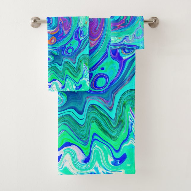 Super Abstrait Ocean Blue et Green Liquid Swirl (En situation)