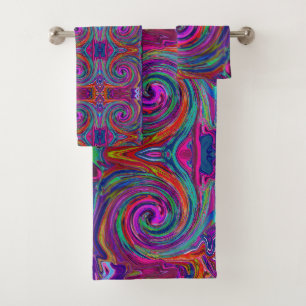 Super Abstrait Retro Magenta Dark Rainbow Swirl