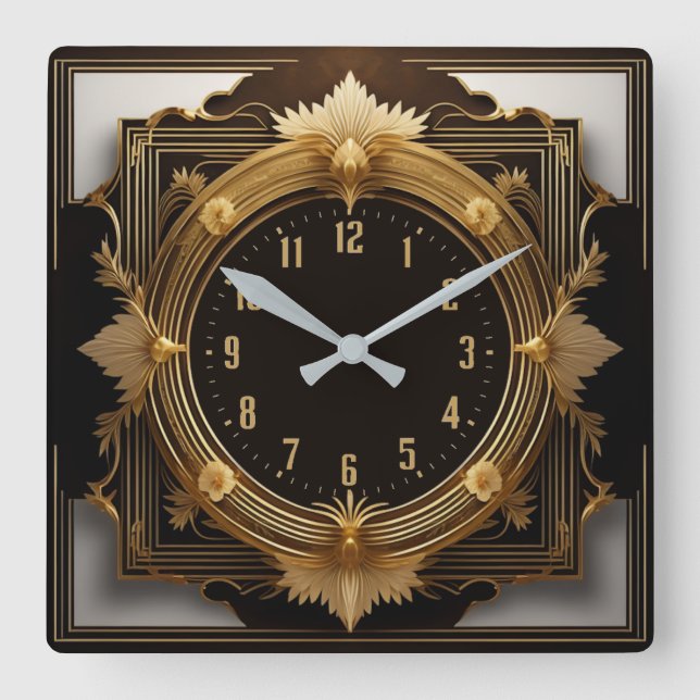 Super Art Deco Square Wall Clock (Front)