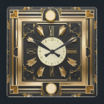 Super Art Deco Square Wall Clock<br><div class="desc">Great clock design. You will love it like others. Be free to use this design for other product you like or to customize and add your text. Follow me for more. Thank you. Have a nice day.</div>