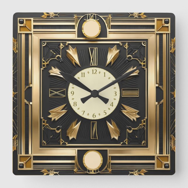 Super Art Deco Square Wall Clock (Front)