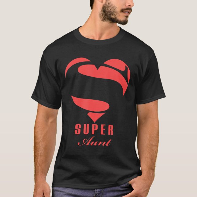 Super Aunt Superhero T Shirt Gift Mother Father Da (Front)
