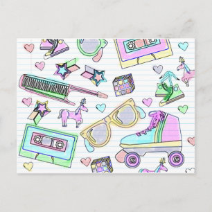 Super Awesome Eighties Colouring Style Postcard