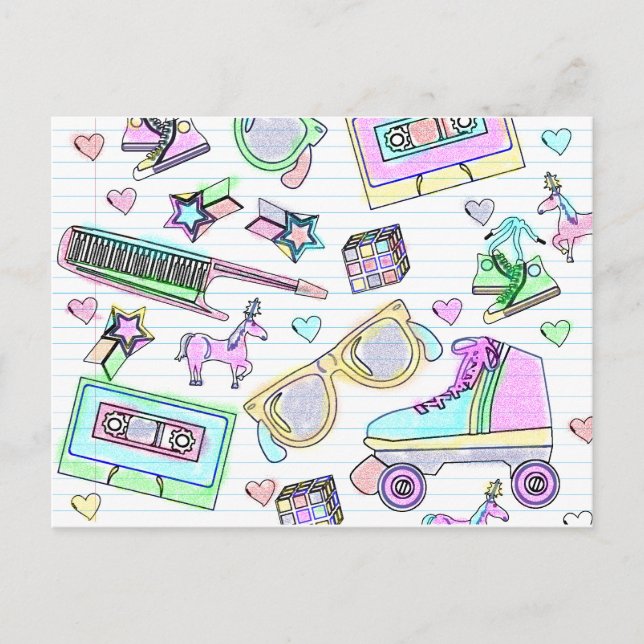 Super Awesome Eighties Colouring Style Postcard (Front)