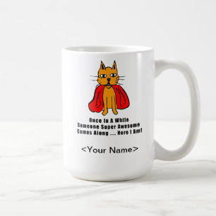 Super Awesome Orange Cat with Red Cape Coffee Mug
