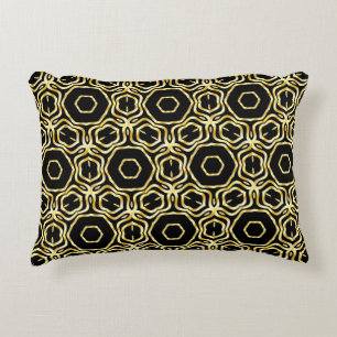 Super Beautiful seamless black and gold flower orn Accent Pillow