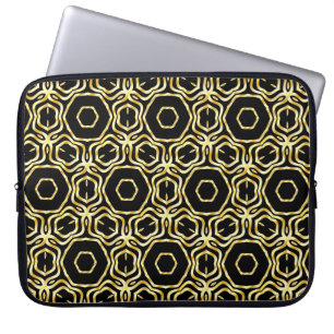 Super Beautiful seamless black and gold flower orn Laptop Sleeve