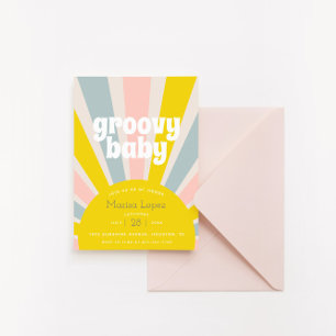 Super bébé Hippie Retro Baby shower Invitation