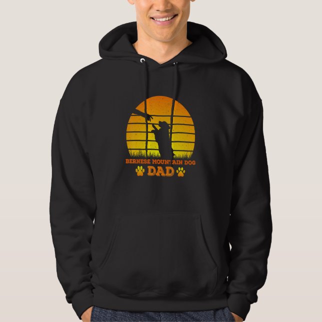 Super Bernese Mountain Dad Dog Retro Vintage Hoodie (Front)