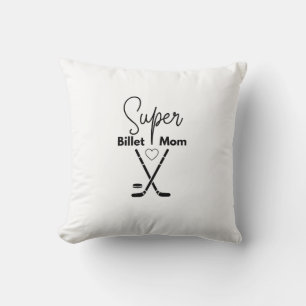 Super Billet Mom Hockey Sticks Throw Pillow