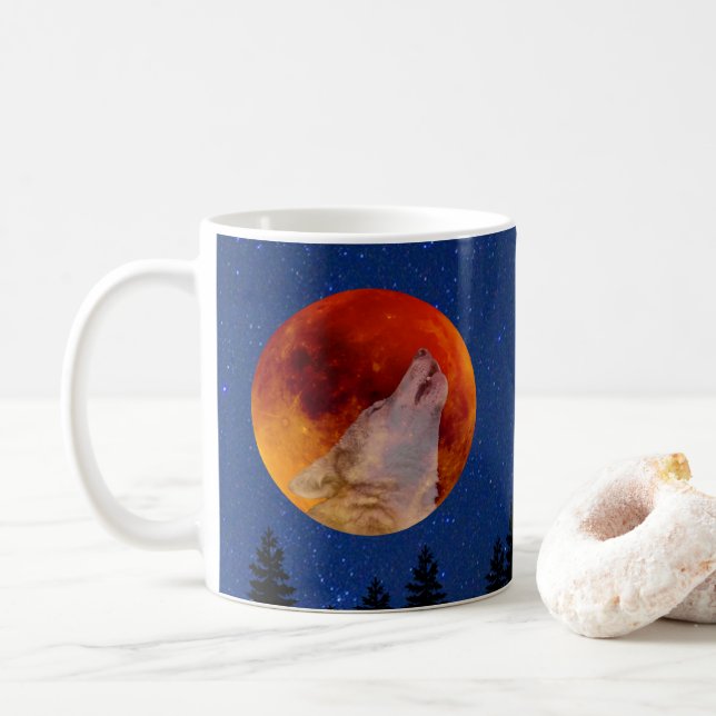 Super Blood Wolf Moon 2019 Coffee Mug (With Donut)