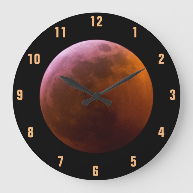 Super Blood Wolf Moon - Total Lunar Eclipse Large Clock (Front)
