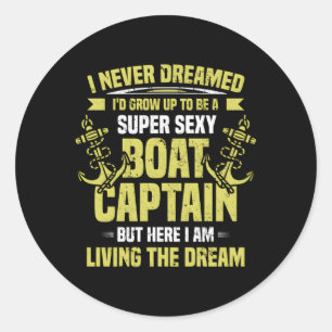 Super Boat Captain Sailor Boat Classic Round Sticker