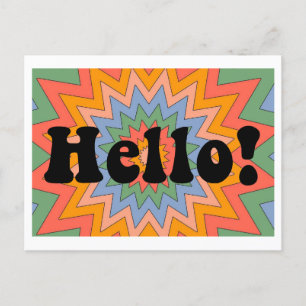 Super "Bonjour !" Carte postale Retro Design origi