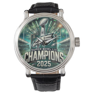 SUPER BOWL LIX CHAMPIONSHIP BLACK LEATHER WATCH