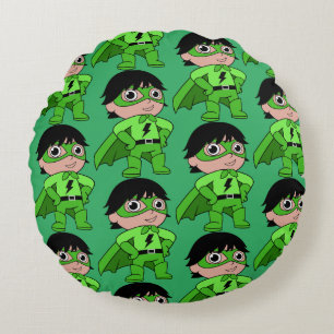 Super Boy Action Hero Round Pillow