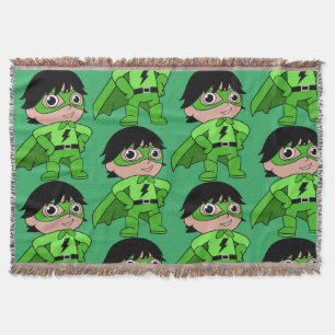 Super Boy Action Hero Throw Blanket