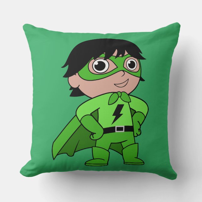 Super Boy Action Hero Throw Pillow (Front)