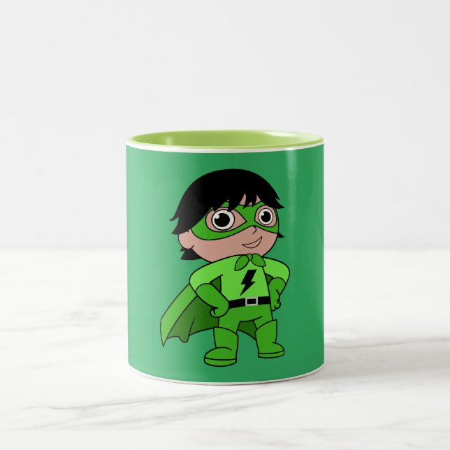 Super Boy Action Hero Two-Tone Coffee Mug (Center)