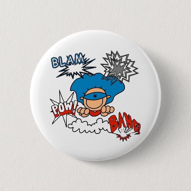 Super Boy Blam Bang Pow 2 Inch Round Button (Front)