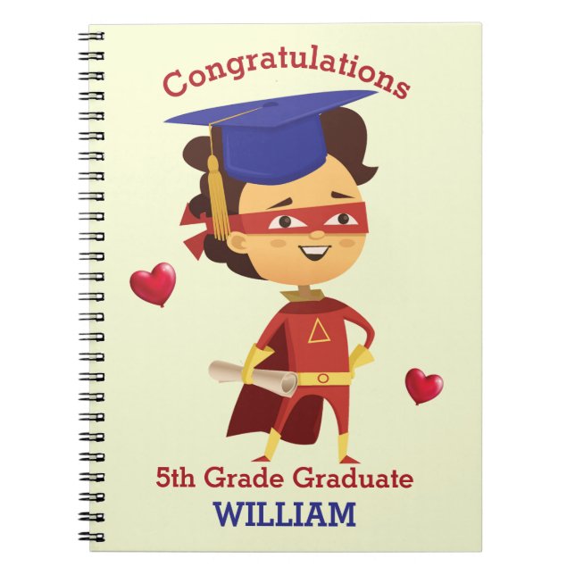 Super Boy Congrats 5th grade Notebook (Front)