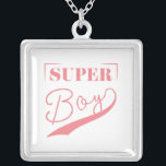Super Boy Silver Plated Necklace<br><div class="desc">Super Boy is a modern script design that celebrates the courage and strength of young boys. This design is also available for all members of your family, so don't forget to check it out on our shop.</div>