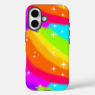 Super Bright Neon Rainbow Shiny Sparkles iPhone 16 Case