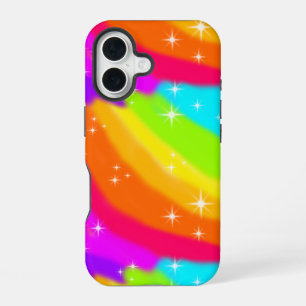 Super Bright Neon Rainbow Shiny Sparkles iPhone 16 Case